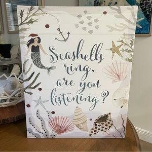 Pier 1 Mermaid Christmas Art Canvas Frame